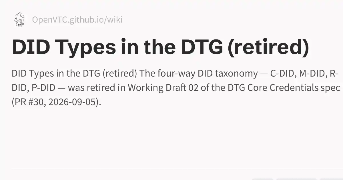 DID Types in the DTG