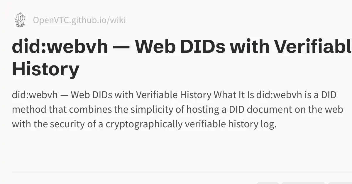 did:webvh — Web DIDs with Verifiable History