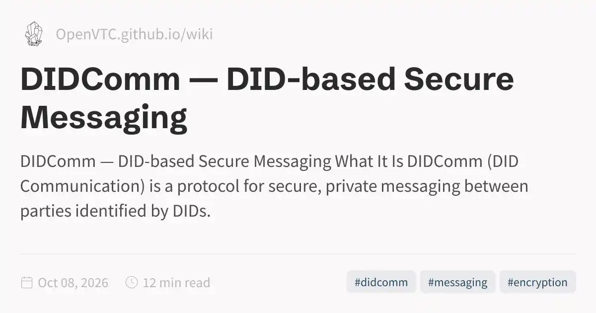 DIDComm — DID-based Secure Messaging