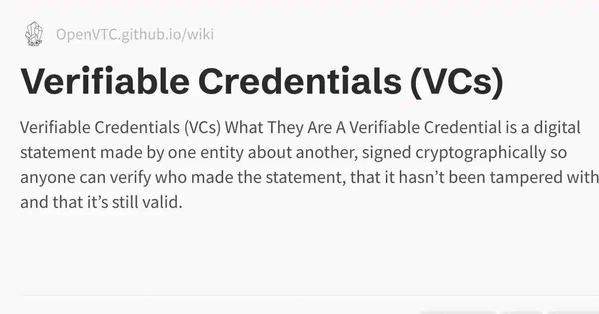 Verifiable Credentials (VCs)